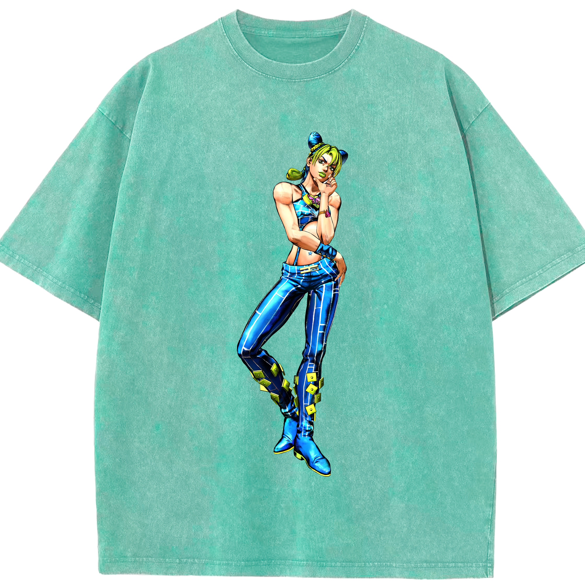 （画像用） "ジョジョの奇妙な冒険 くうじょう ジョリーン JoJo's Bizarre Adventure Jolyne Cujoh " 綿100% ヴィンテージ風 半袖Tシャツ（フロントプリント）